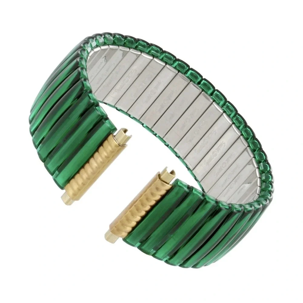 18-22mm Hirsch/Speidel Green Jelly Enamel Coat Stainless Steel Watch Band